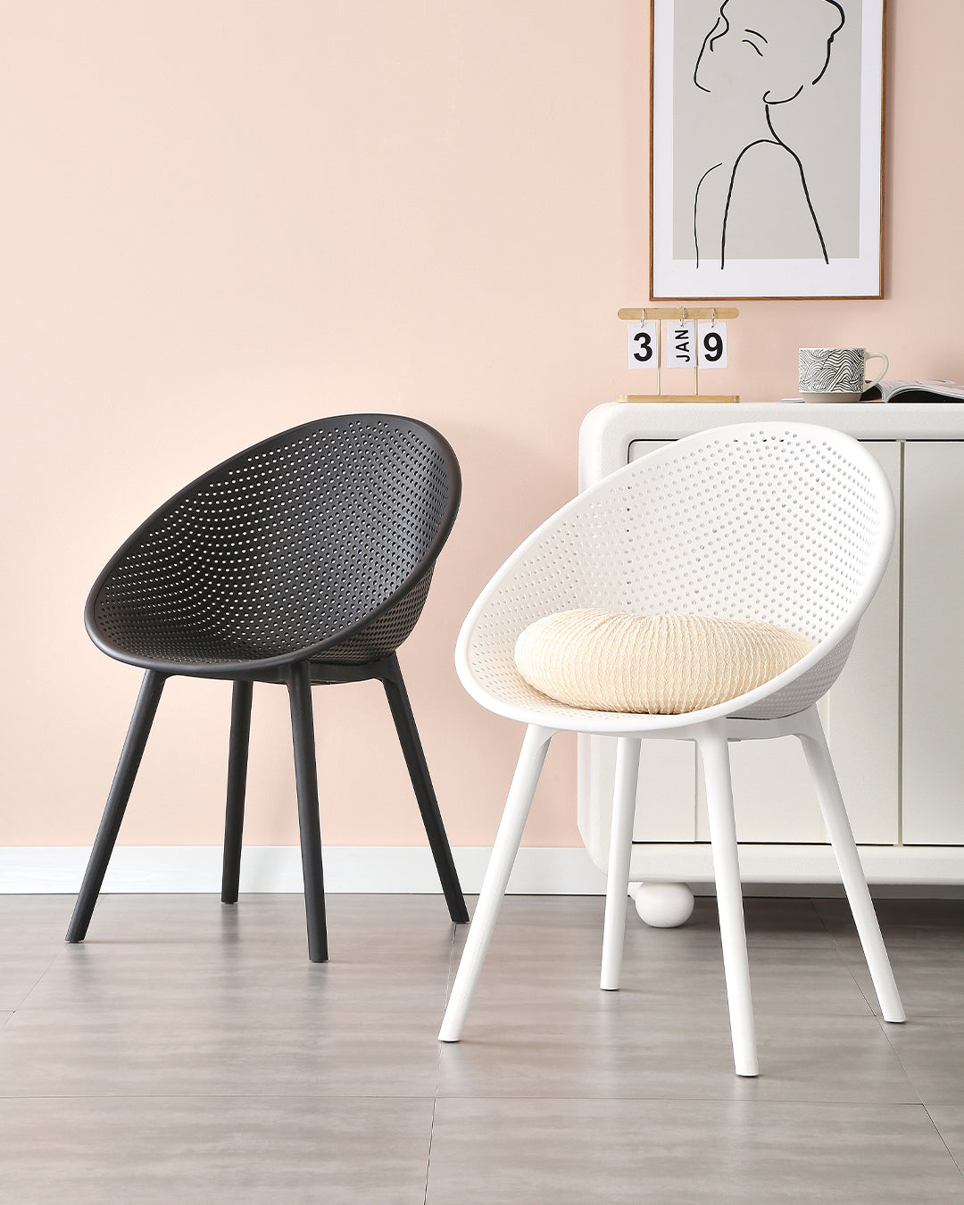 Virginia Designstuhl Elfenbein Weiß